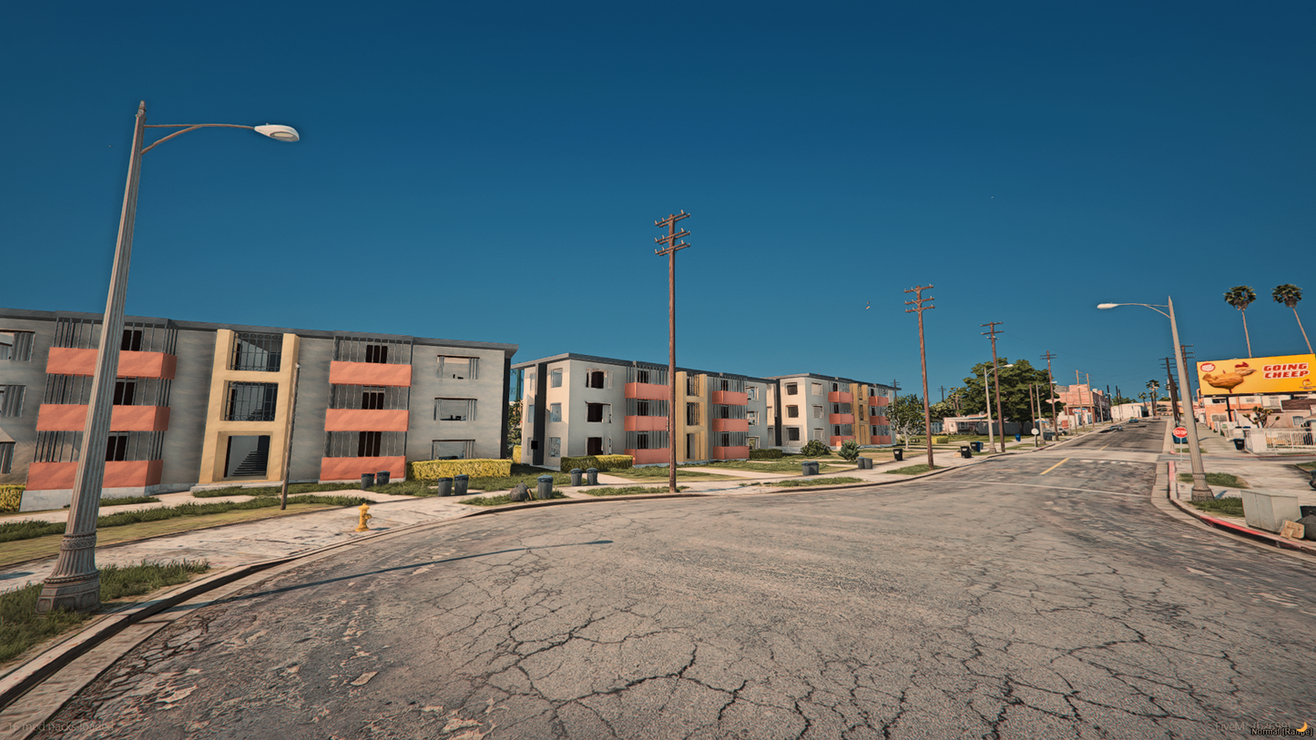 Grove ST Hoods aerial view in FiveM