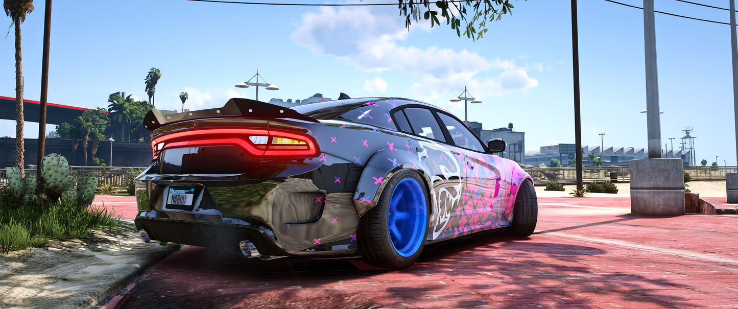 Dodge Charger Hellcat Livery FiveM Vehicle Side View