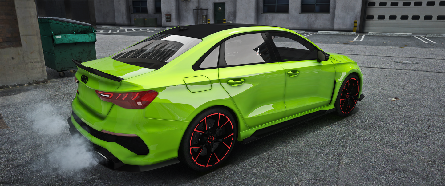 Side view of Audi RS3 Sedan Carbon GTA V mod with animated sun roof