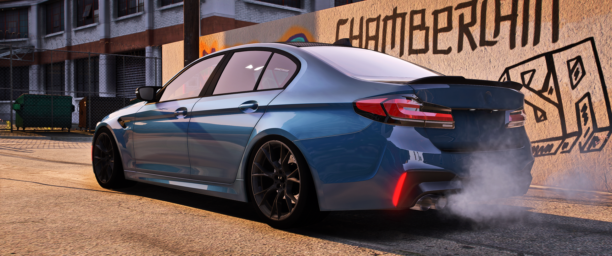 Side view of Debadged 2022 BMW M5CS in GTA5/FiveM