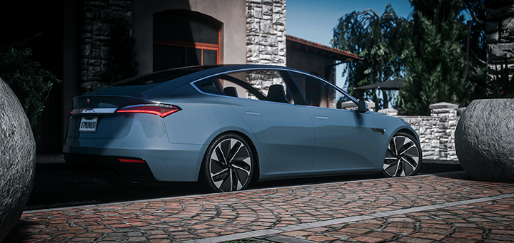 Side profile of Coil Eon lore-friendly vehicle in GTA V