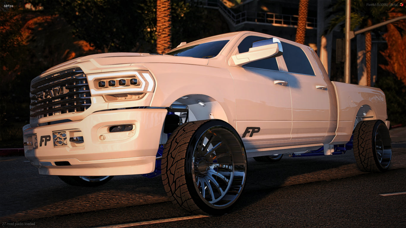 Front view of Custom Big Turbo Dodge Ram FiveM mod