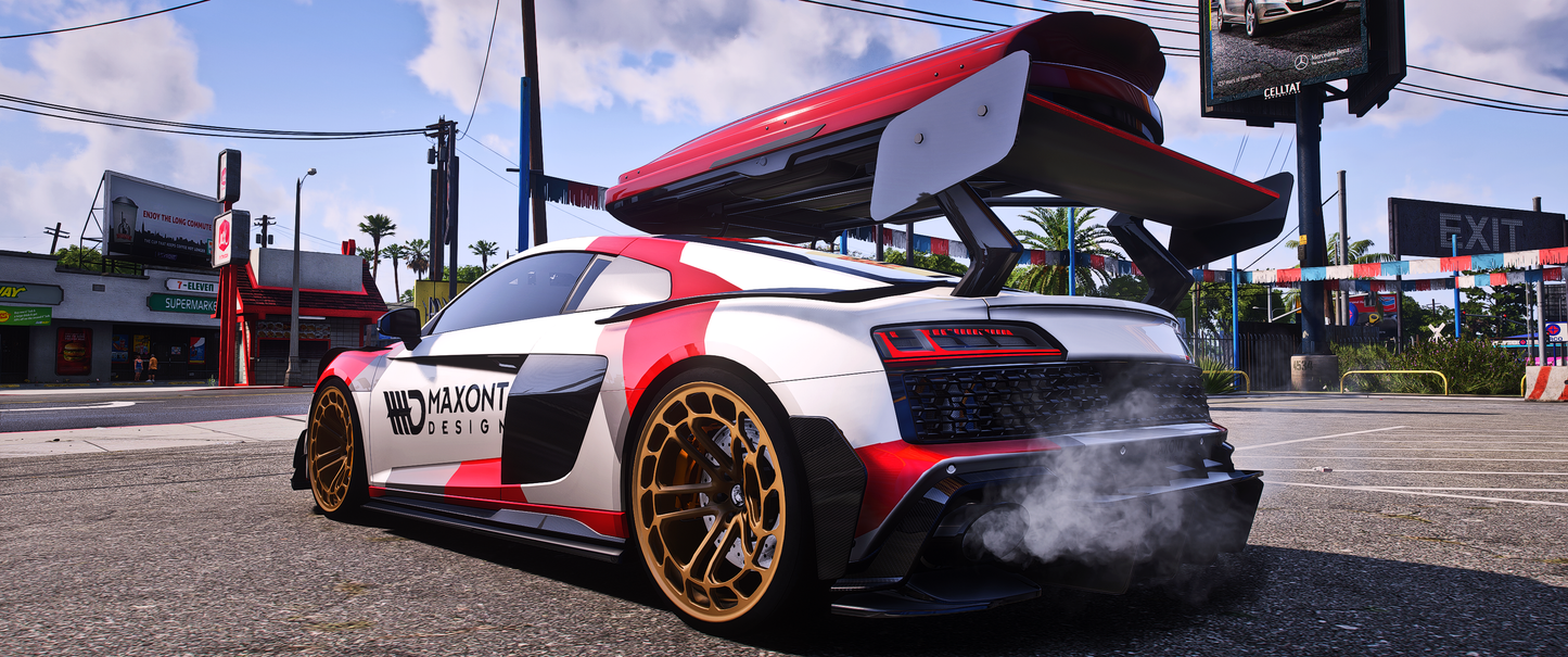 Side view of Audi R8 Maxton Debadged Mod for FiveM
