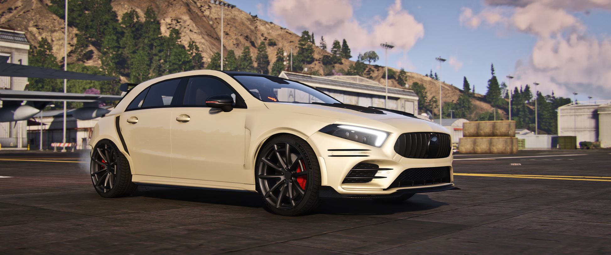 Debadged Mercedes A45 Widebody Kit FiveM vehicle mod with aggressive design and realistic handling