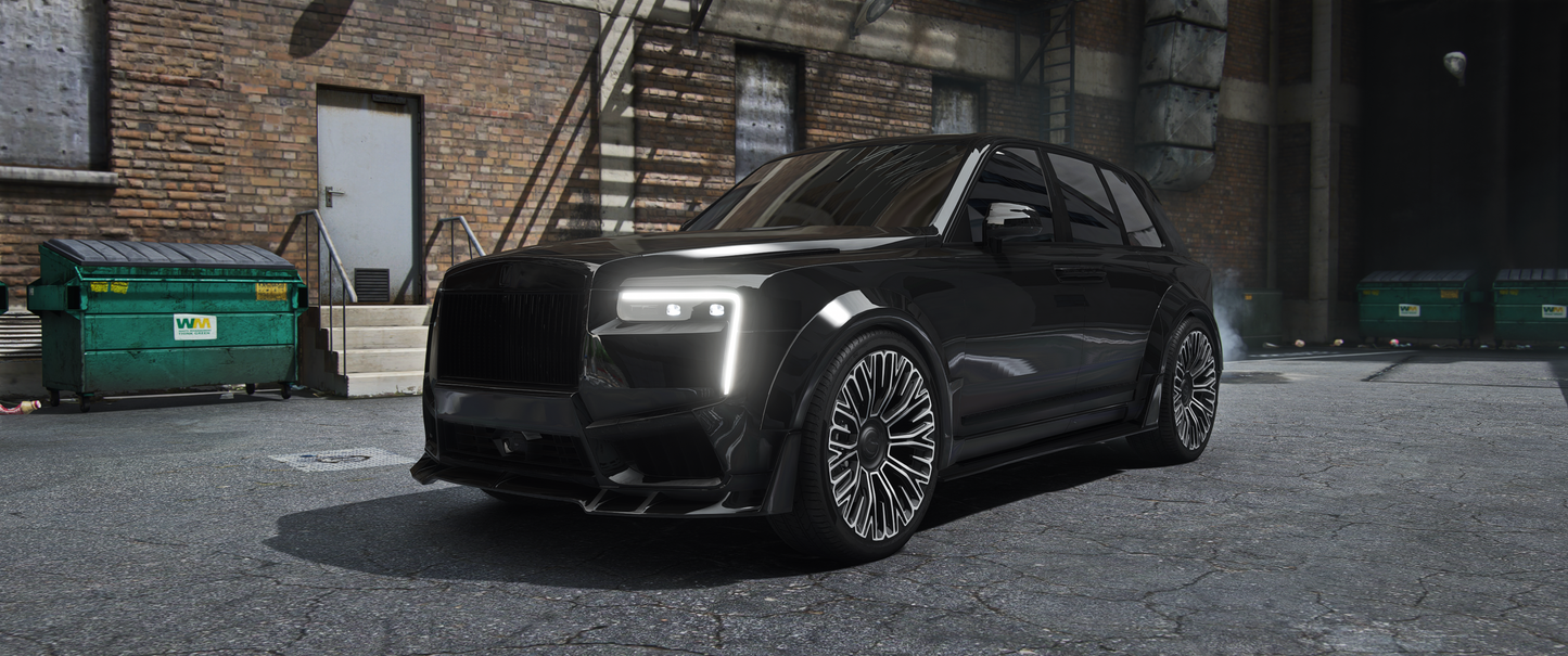 Front view of (Debadged) Rolls Royce Cullinan LDR Project GTA V mod for FiveM