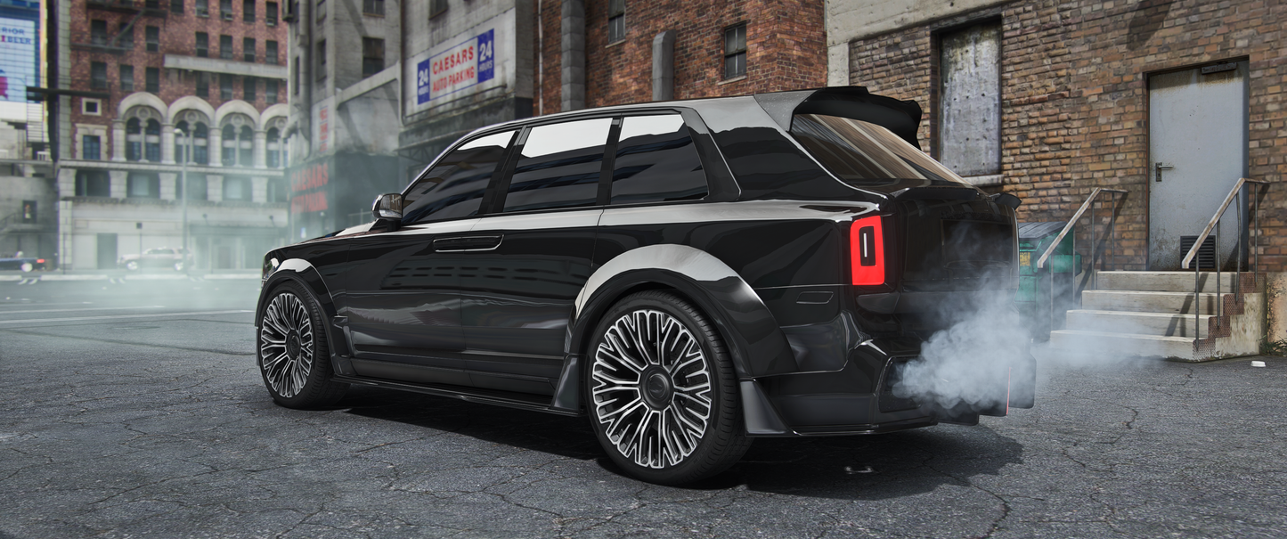 Side view of (Debadged) Rolls Royce Cullinan LDR Project GTA V vehicle mod for FiveM
