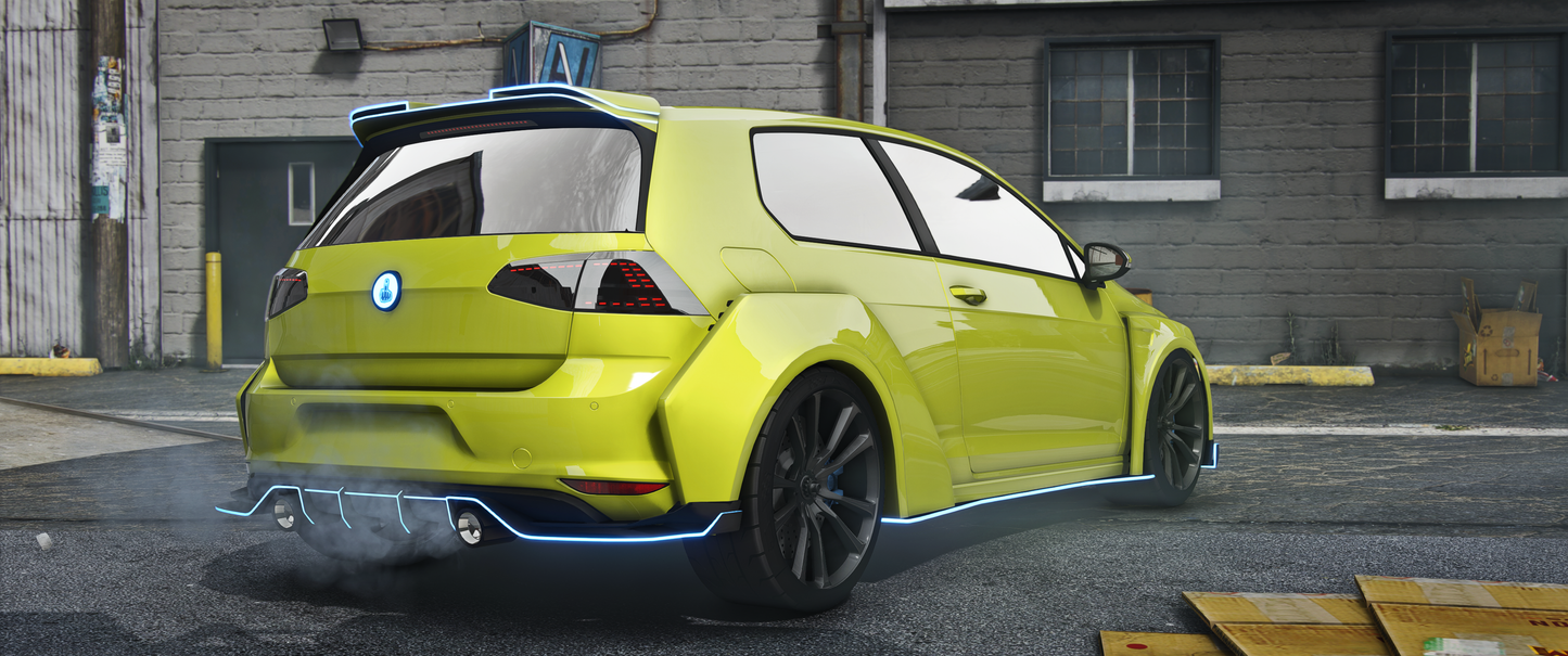 Side view of (Debadged) Volkswagen Golf ABT GTA V vehicle mod for FiveM
