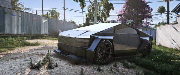 Front view of (Debadged) Zephyr Cyber Truck GTA V mod for FiveM