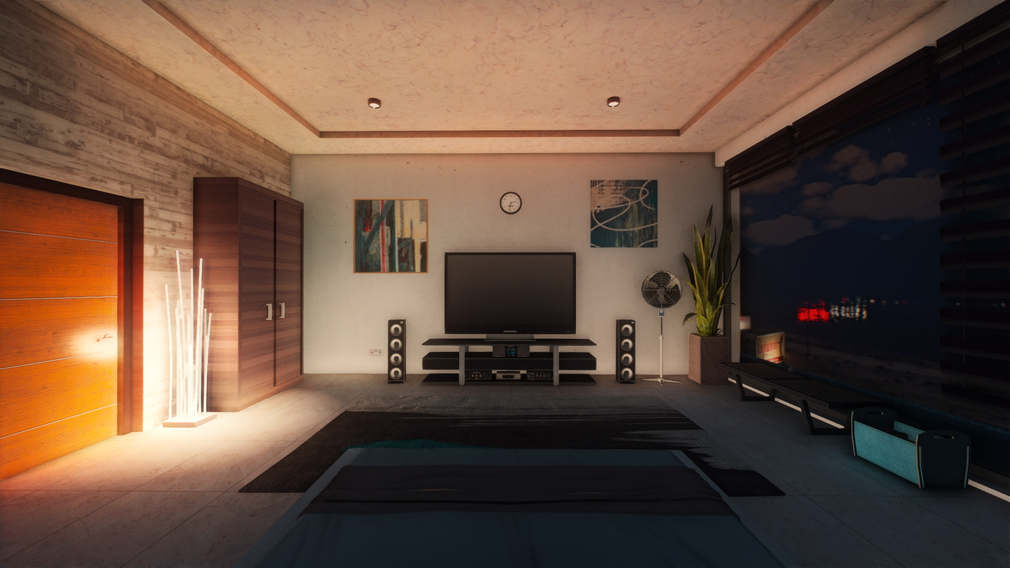 Garden area view of Desert Mansion 2.0 map