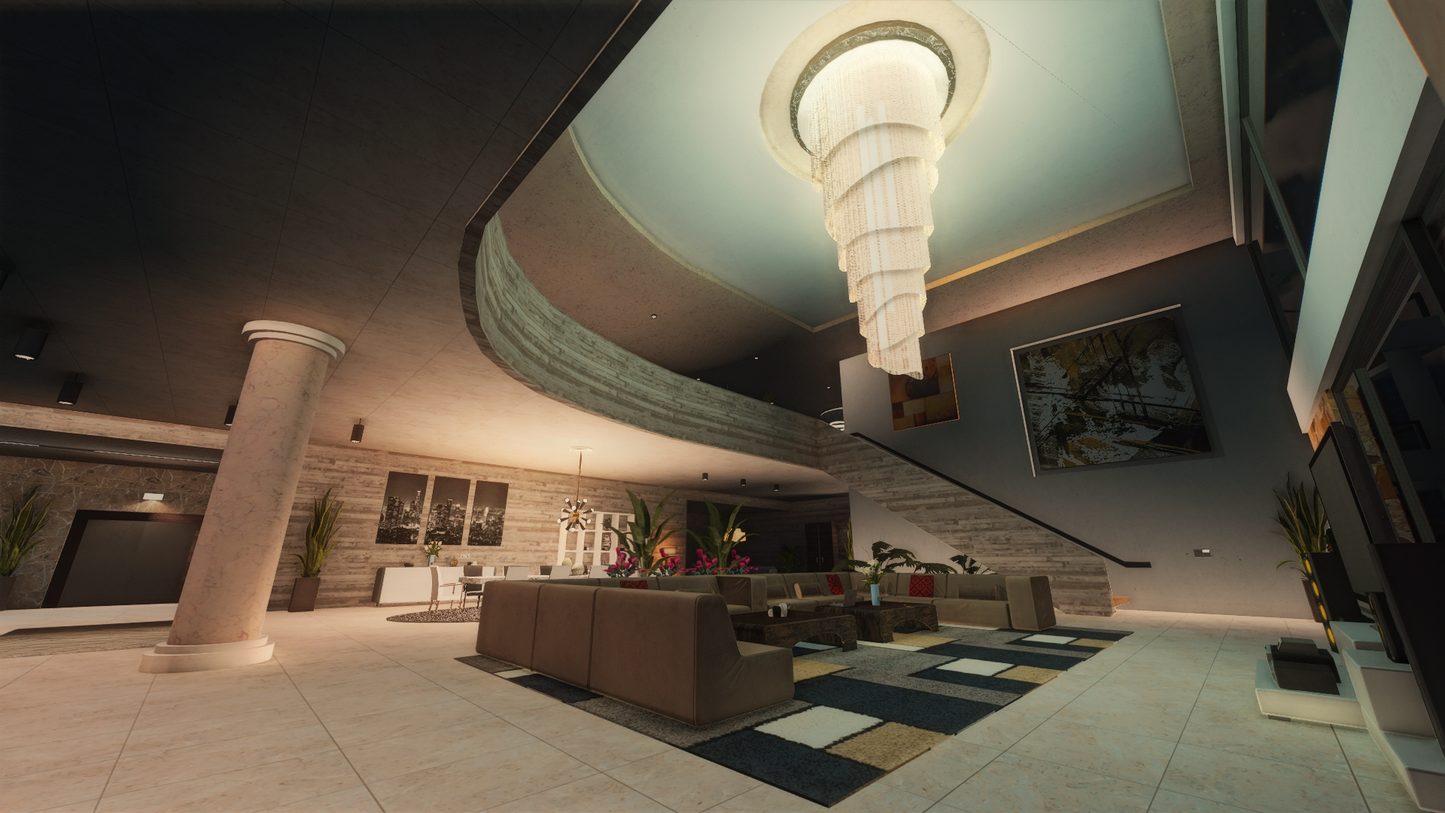 Pool area in Desert Mansion 2.0 FiveM map