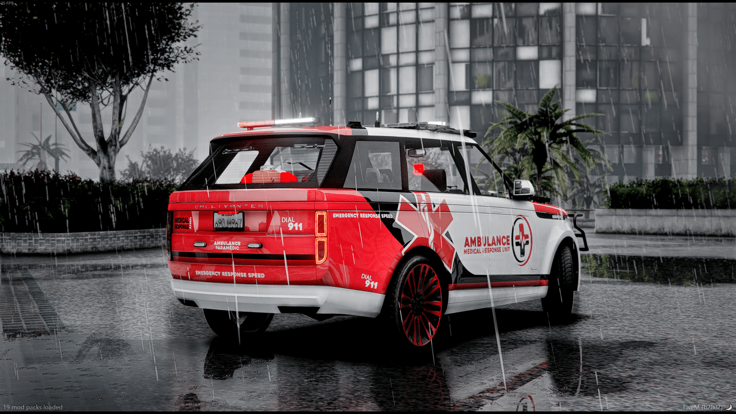 Full EMS vehicle lineup in GTA V FiveM environment