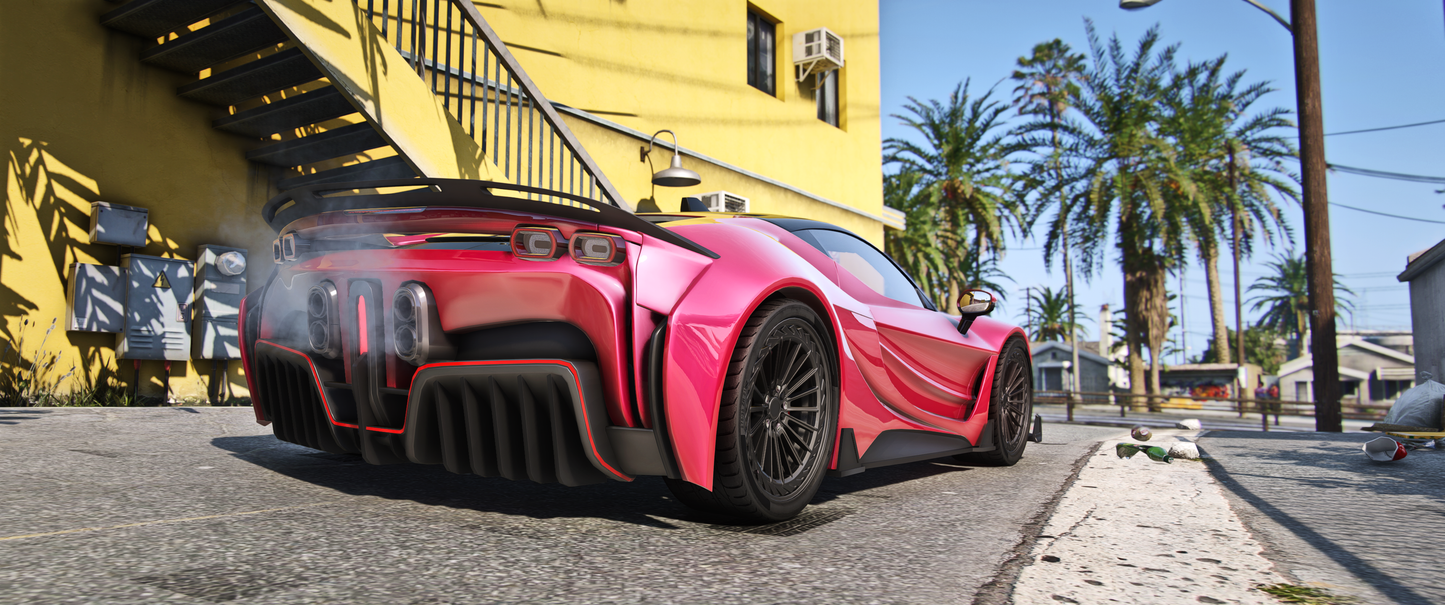 Side view of (Debadged) Ferrari SF90 Venumm vehicle mod for FiveM