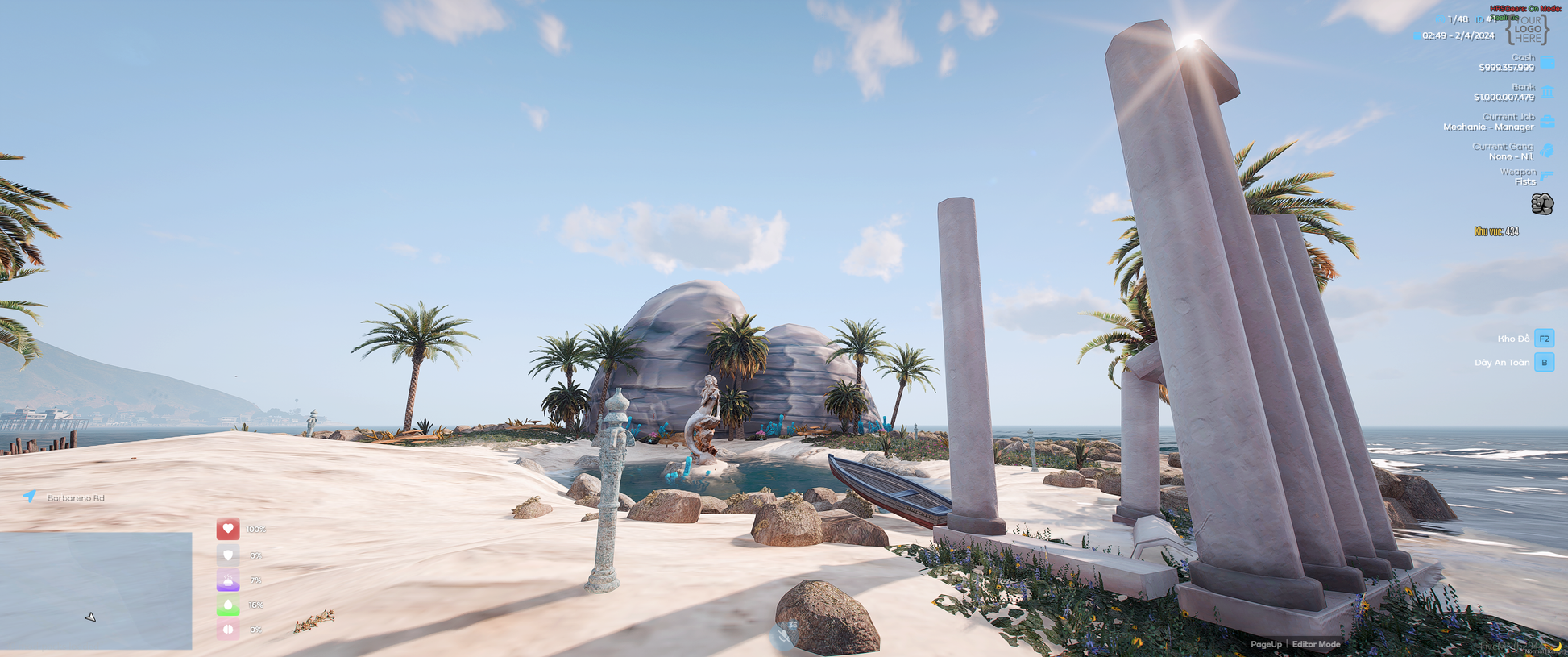 Custom FiveM island map Ilhada Sereia gameplay view