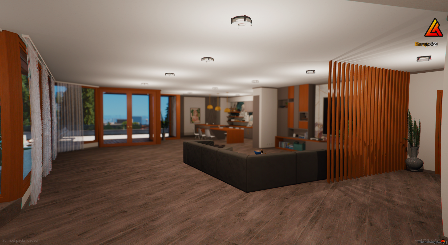 Dining room design in Gold House MLO