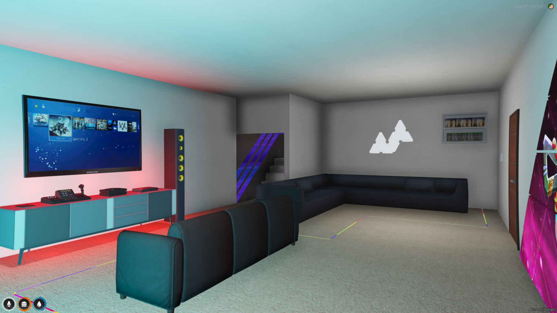 Interior lighting of Gamers Den Trailer