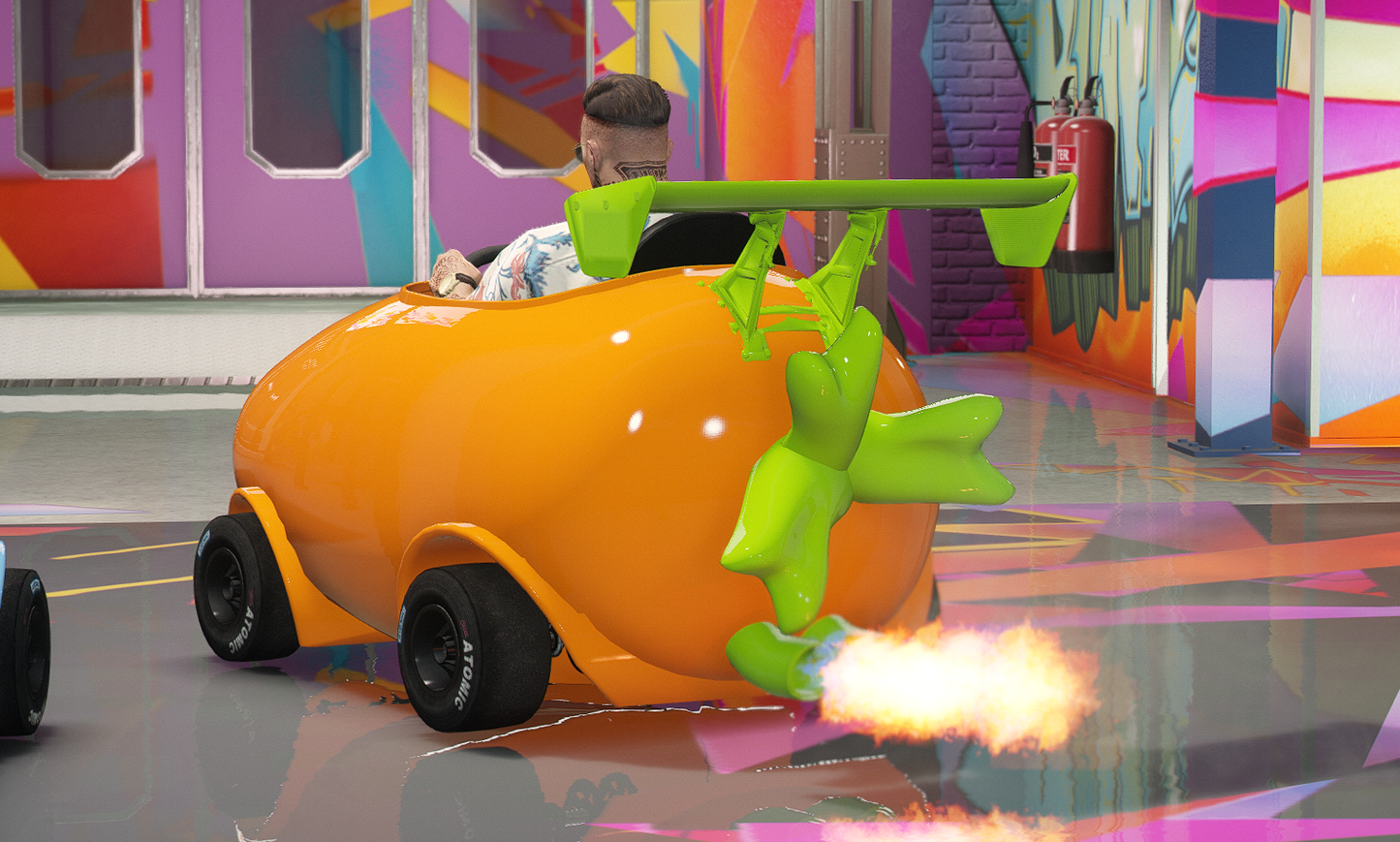 Side and rear view of (Lore Friendly) Carrot Car GTA V vehicle for FiveM