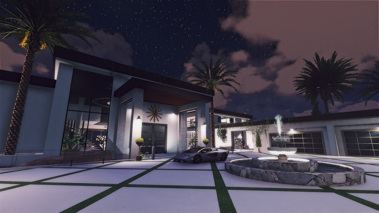 Detailed dining hall inside Mafia Mansion mod