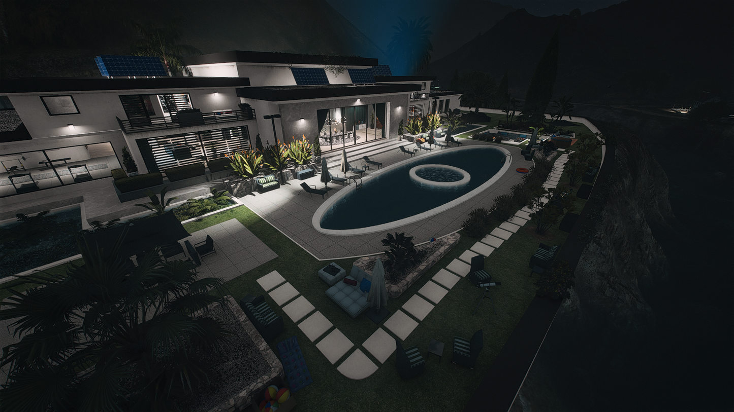 Mafia Mansion FiveM map mod swimming pool view