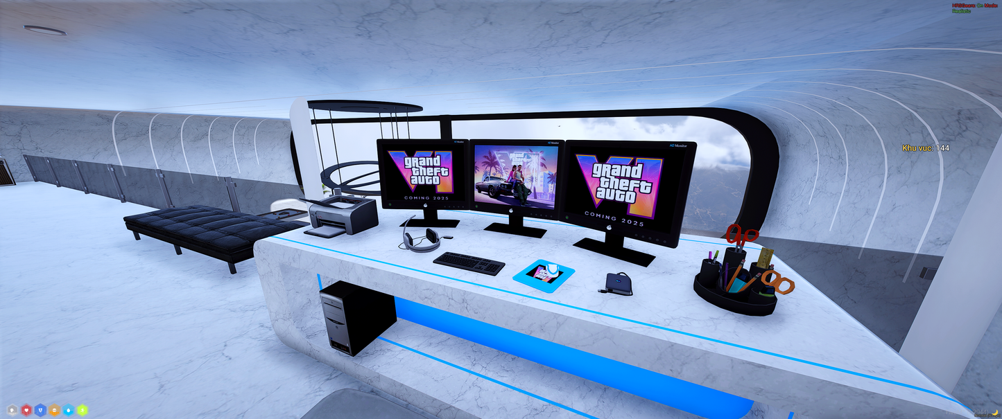 Night view of Futurist House FiveM Mod