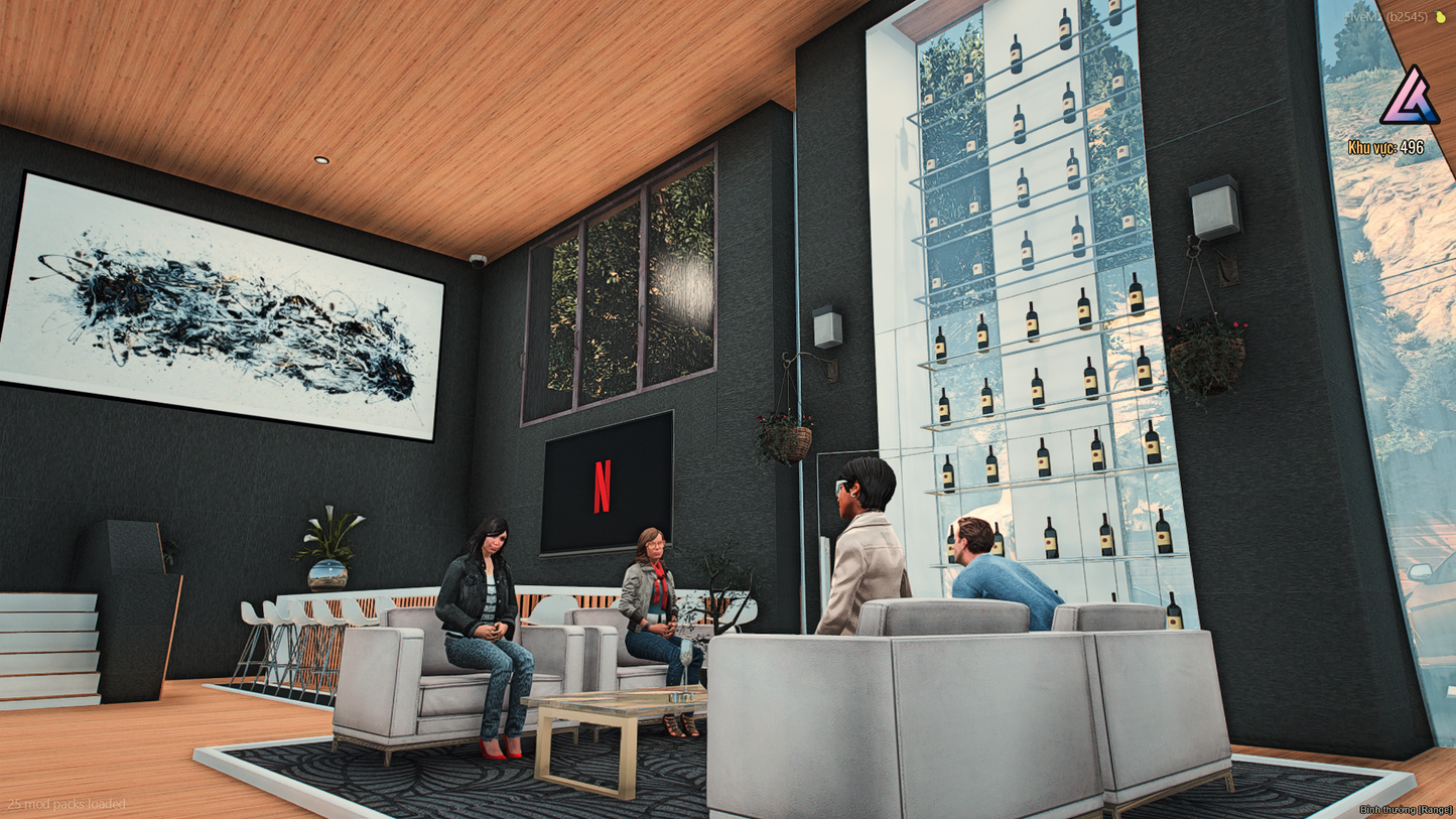 Modern kitchen setup inside FiveM mansion mod