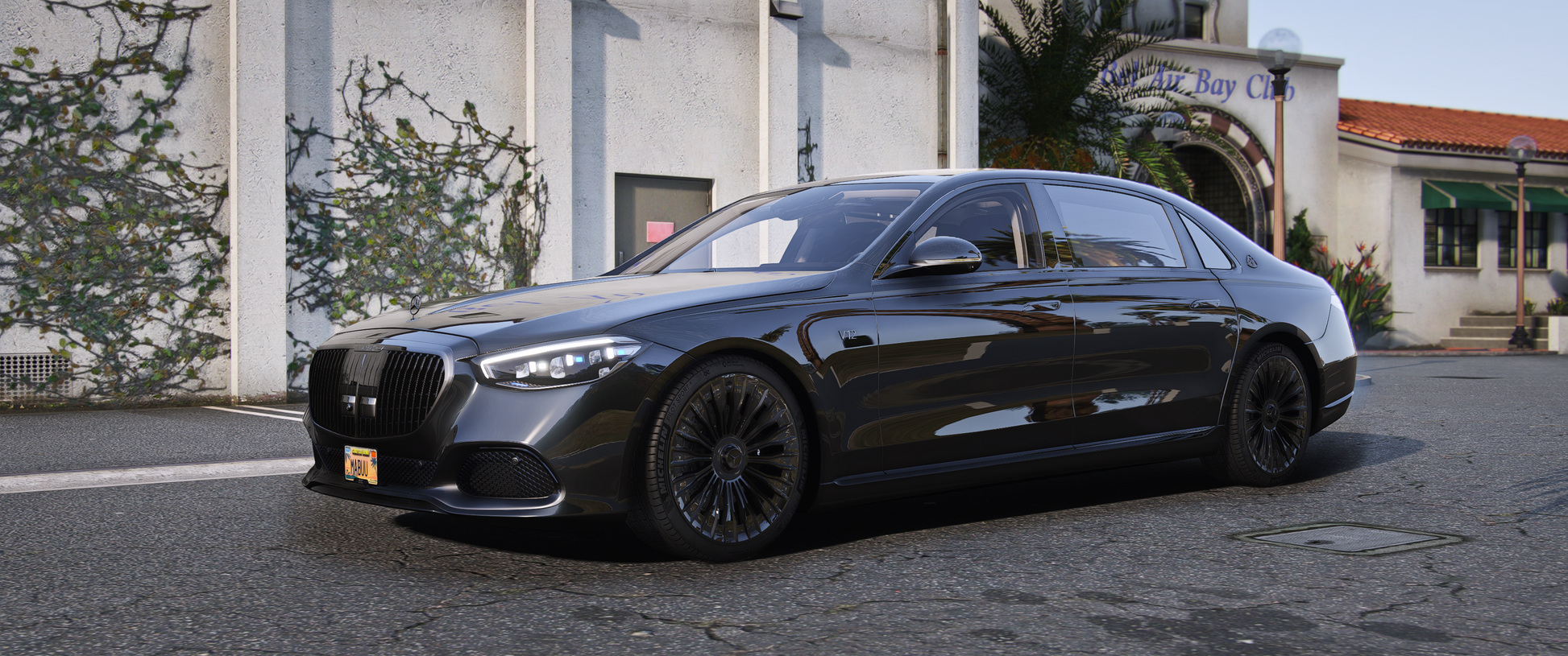 Mercedes-Benz S680 Black front view in FiveM GTA5 mod