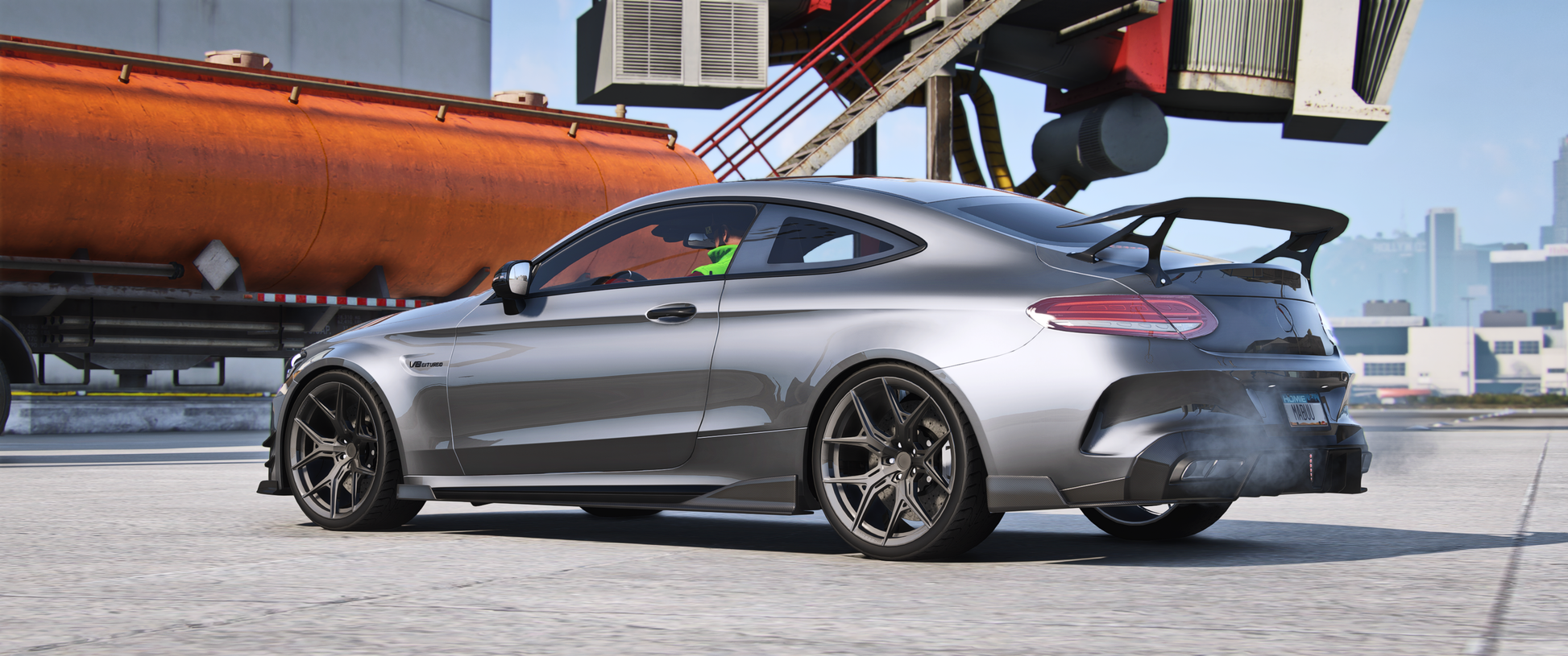 Rear view of Mercedes-AMG C63 Coupe Darwin Pro