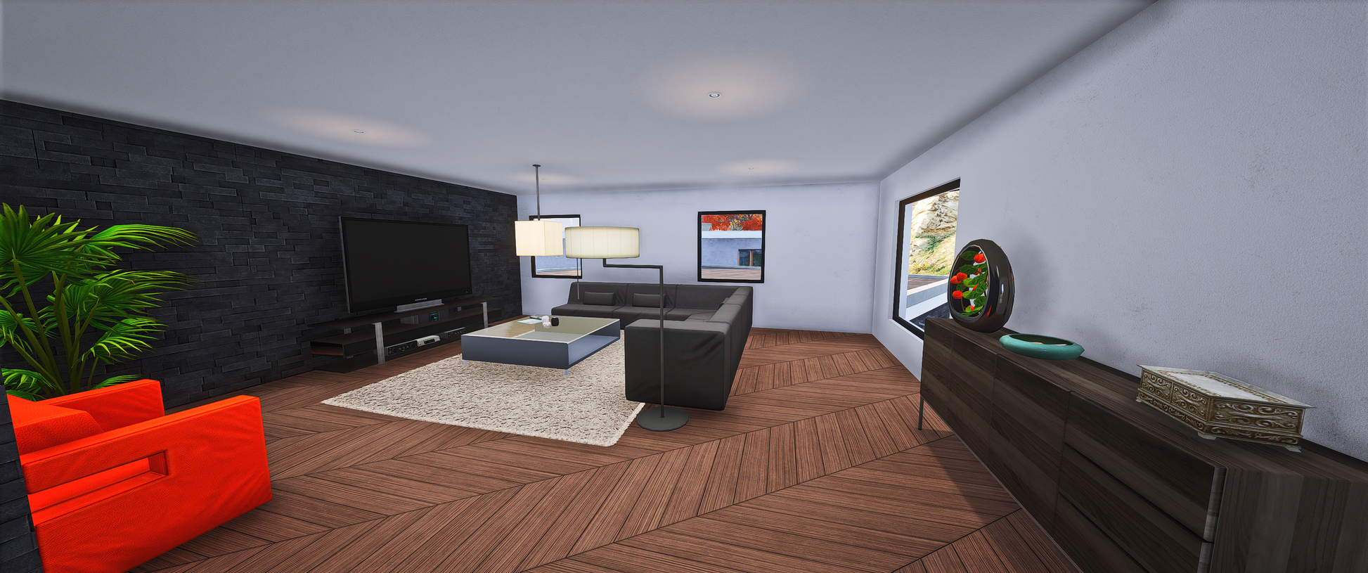 Backyard view of Modern House GTA 5