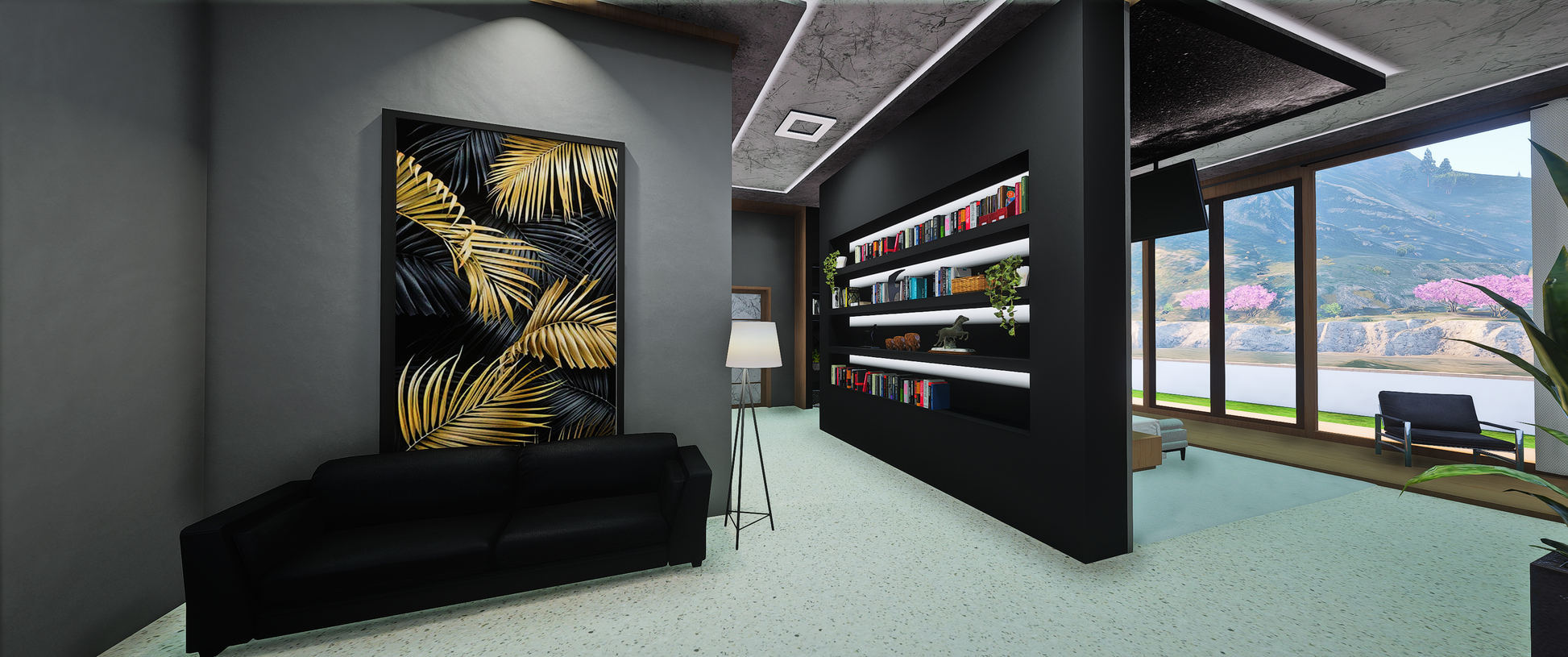 Interior living room of Modern Two-House Map