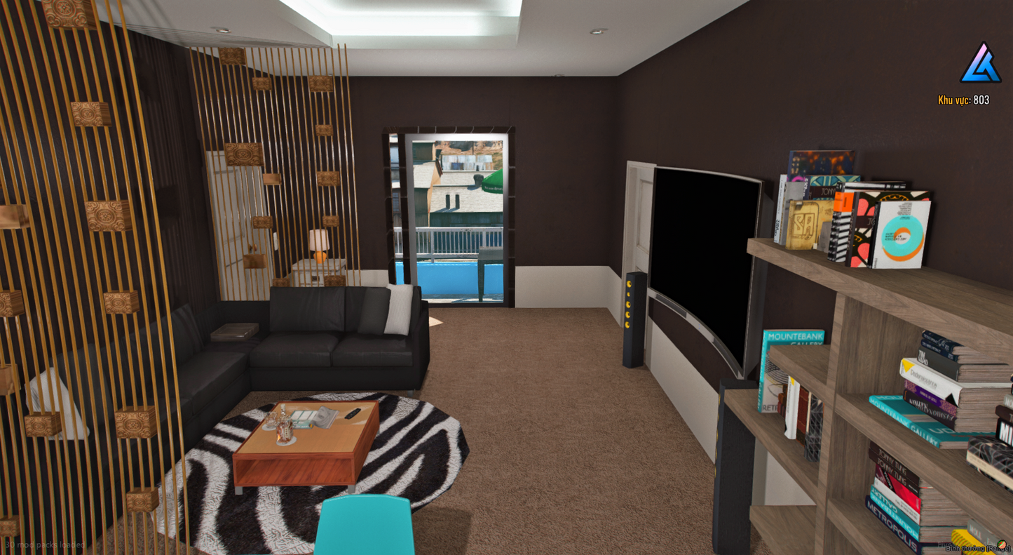 Bedroom interior at night