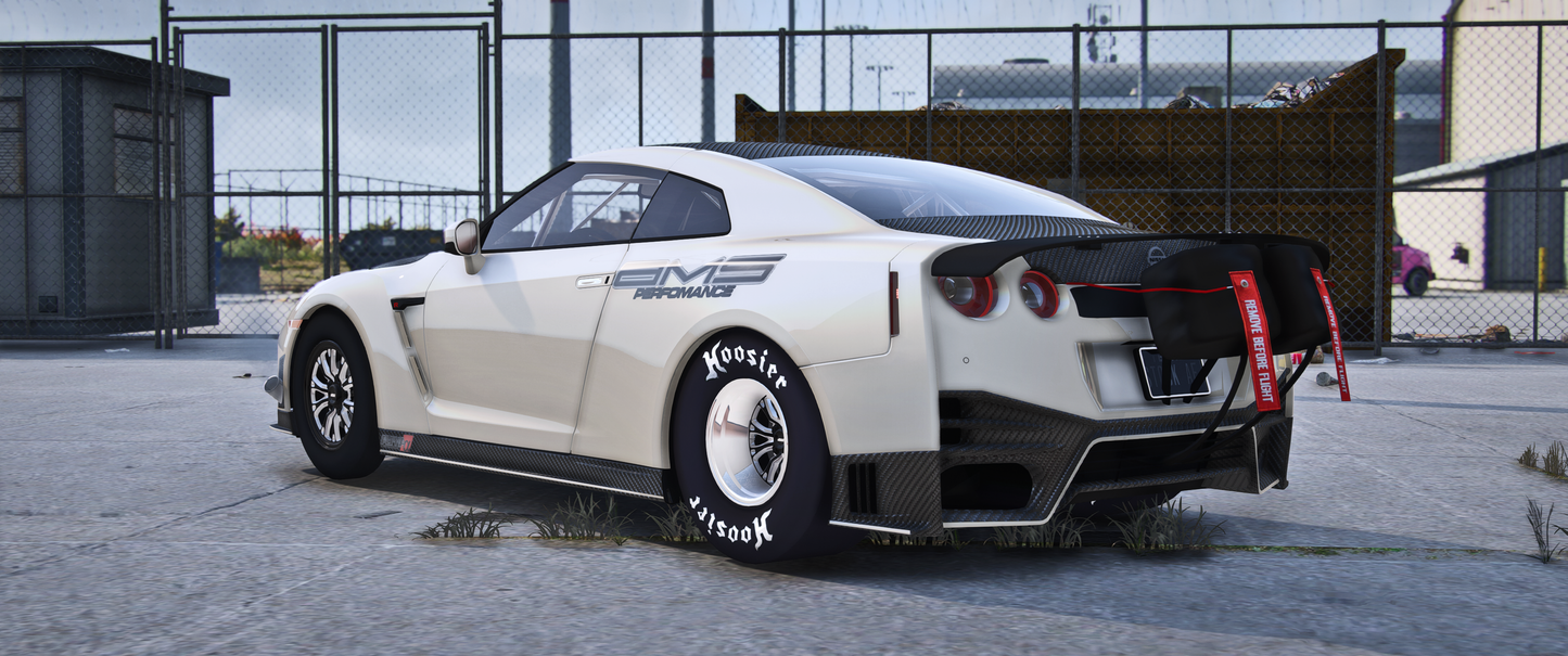 Nissan GTR R35 Drag Side View with Racing Features