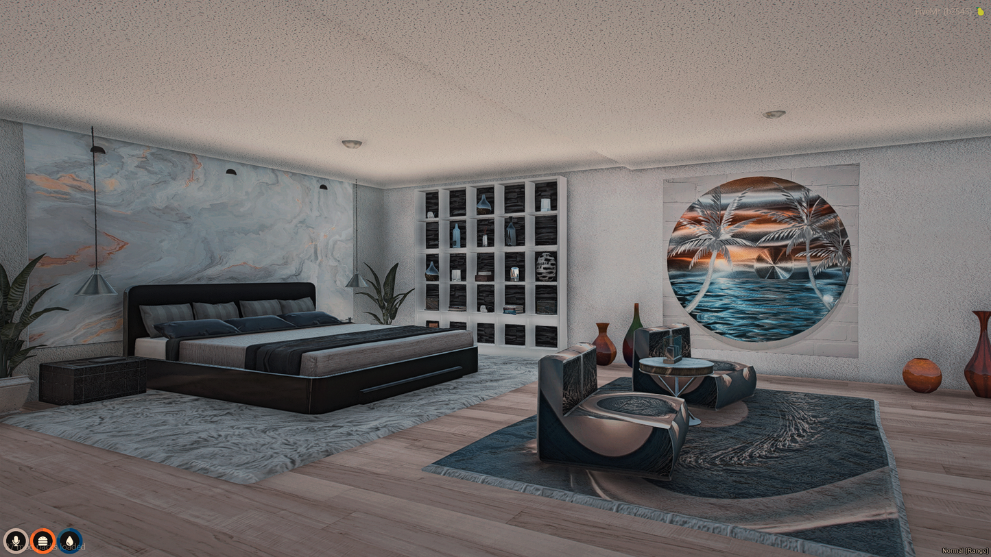 Nighttime lighting of Ocean View Mansion map for FiveM