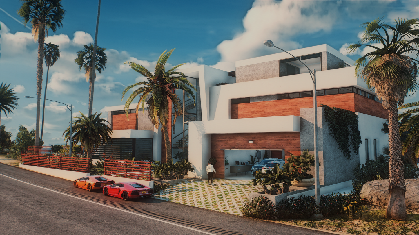 The Ora Mansion 2.0 FiveM map mod rear exterior view
