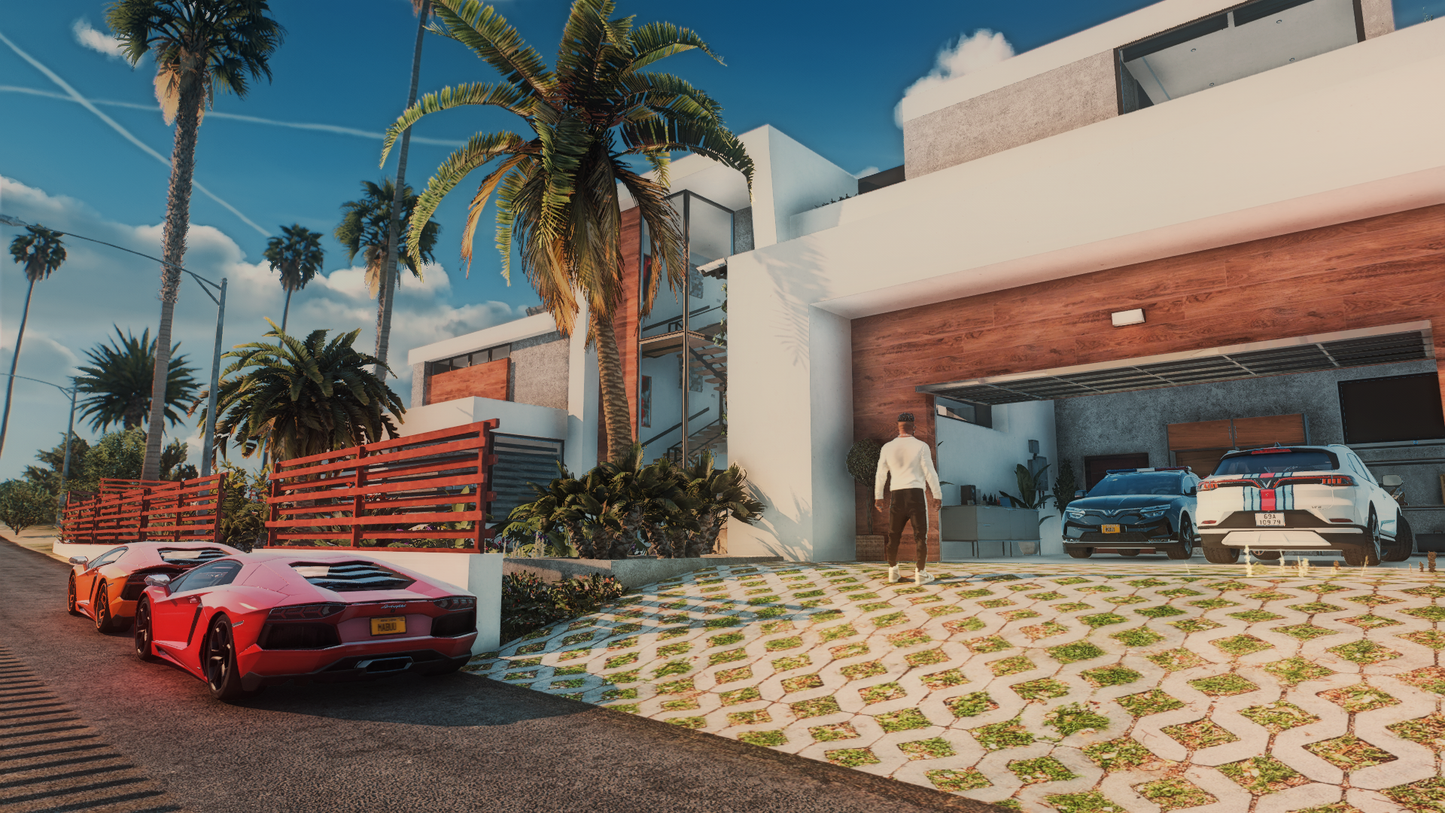 The Ora Mansion 2.0 FiveM map mod rooftop view