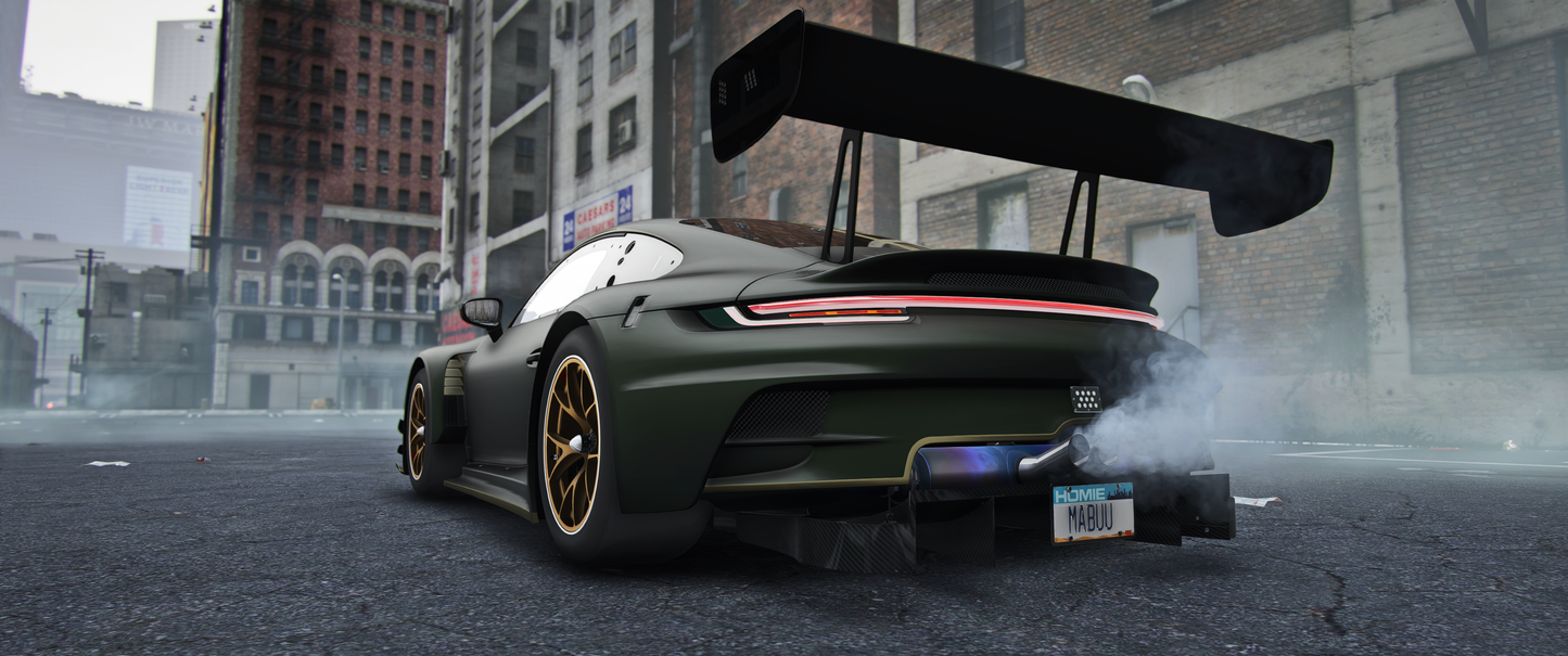 Side view of (Debadged) Porsche 911 GT3 R 2022 vehicle mod for FiveM