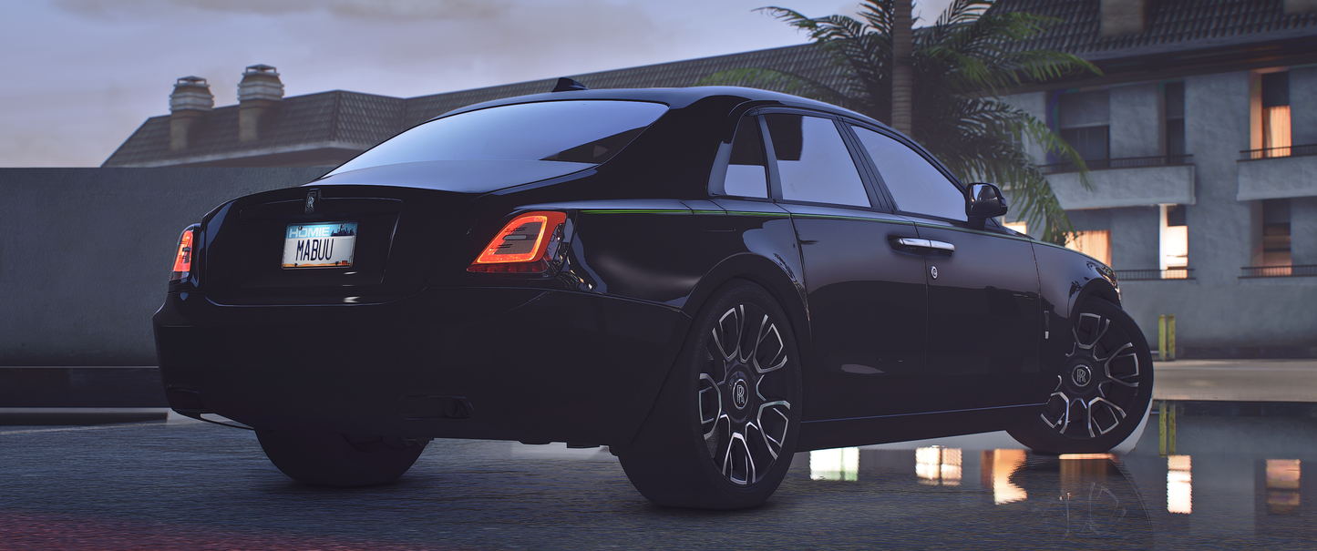 Rolls Royce Ghost Black Badge 2022 V2 side profile with luxury details