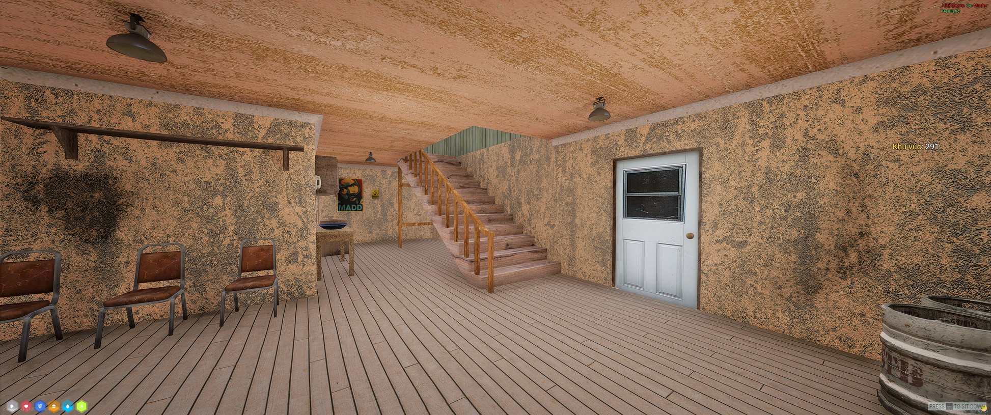 Interior living room view of Sandy House mod