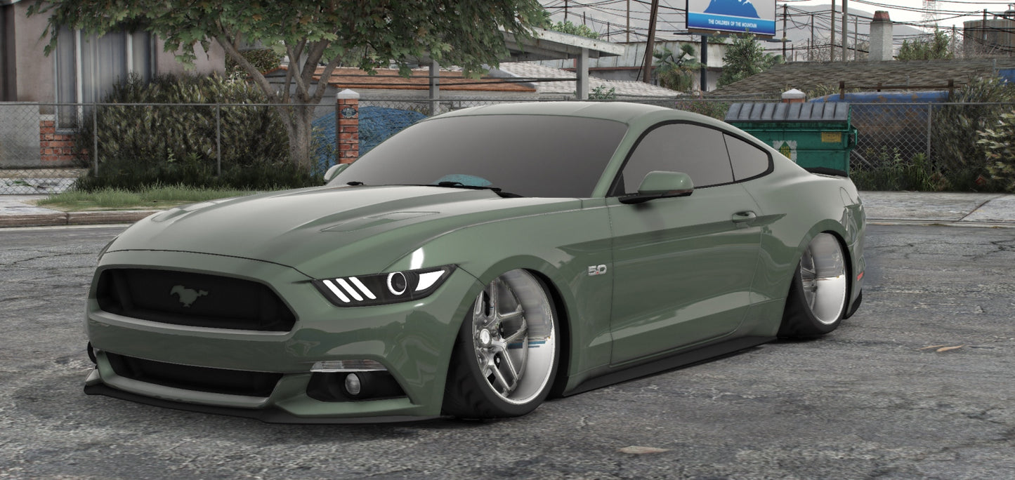 Front view of Stanced Ford Mustang 5.0 mod for FiveM