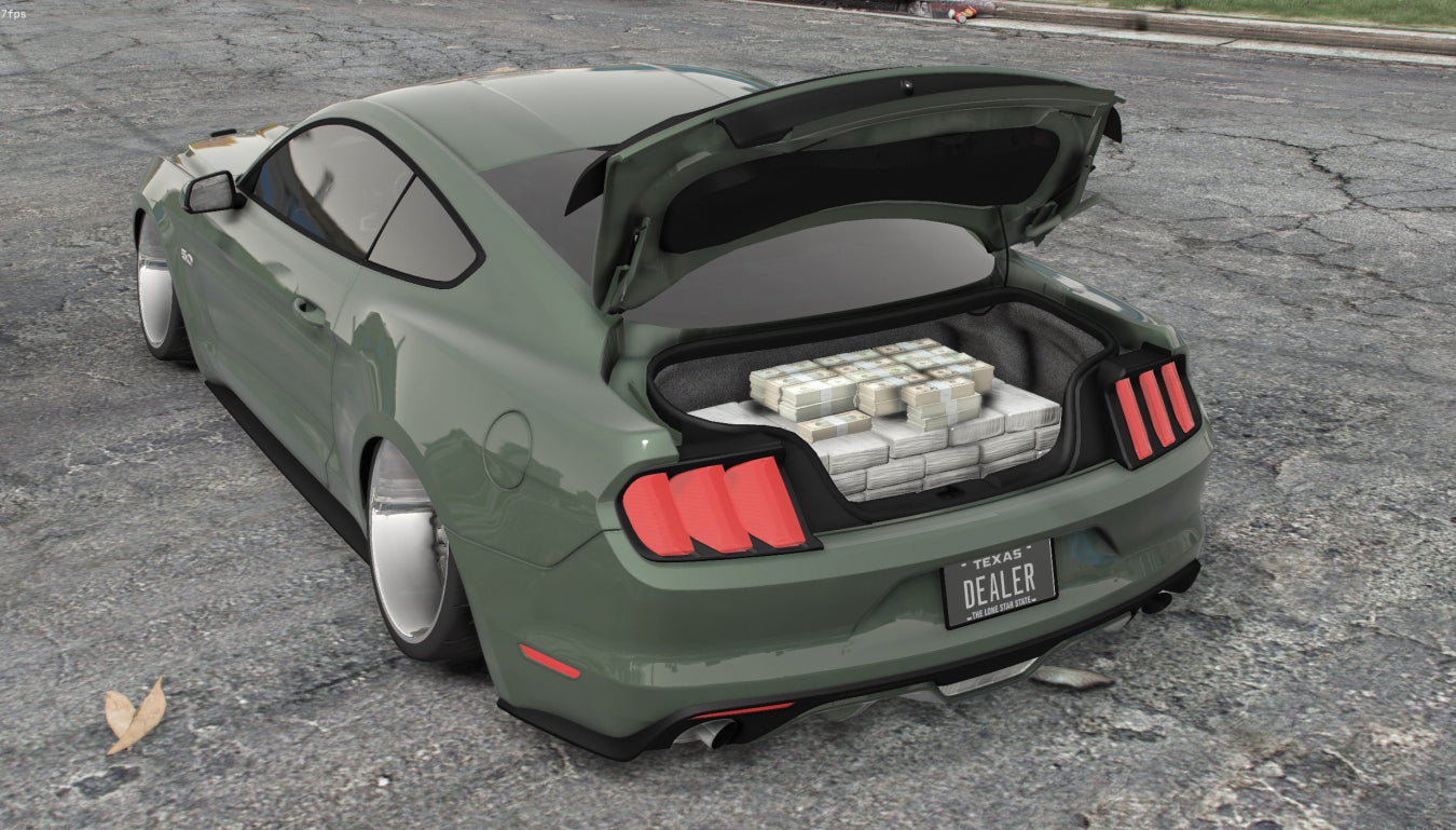 Interior details of Stanced Ford Mustang 5.0 FiveM mod