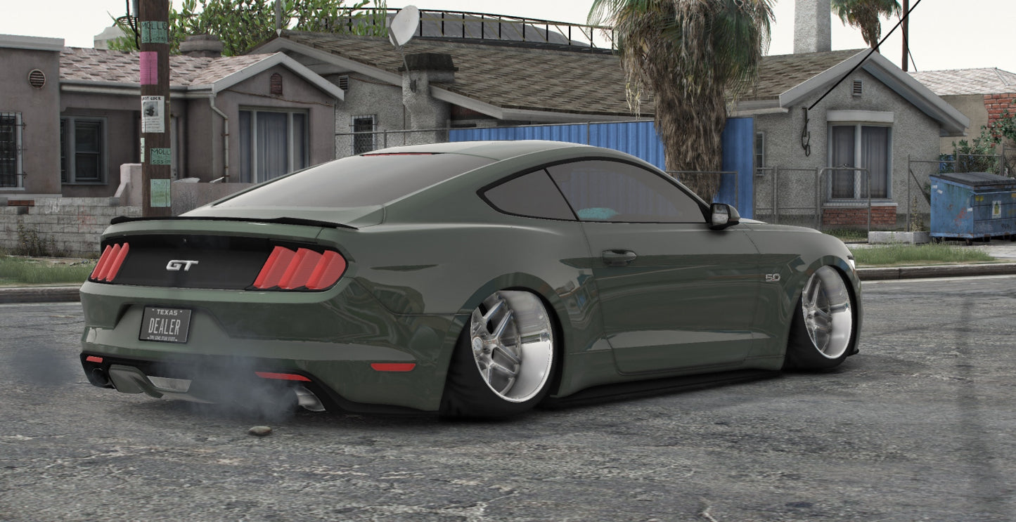 Side profile of Stanced Ford Mustang 5.0 FiveM mod