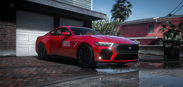Front view of Vapid Dominator GSX muscle car mod in FiveM