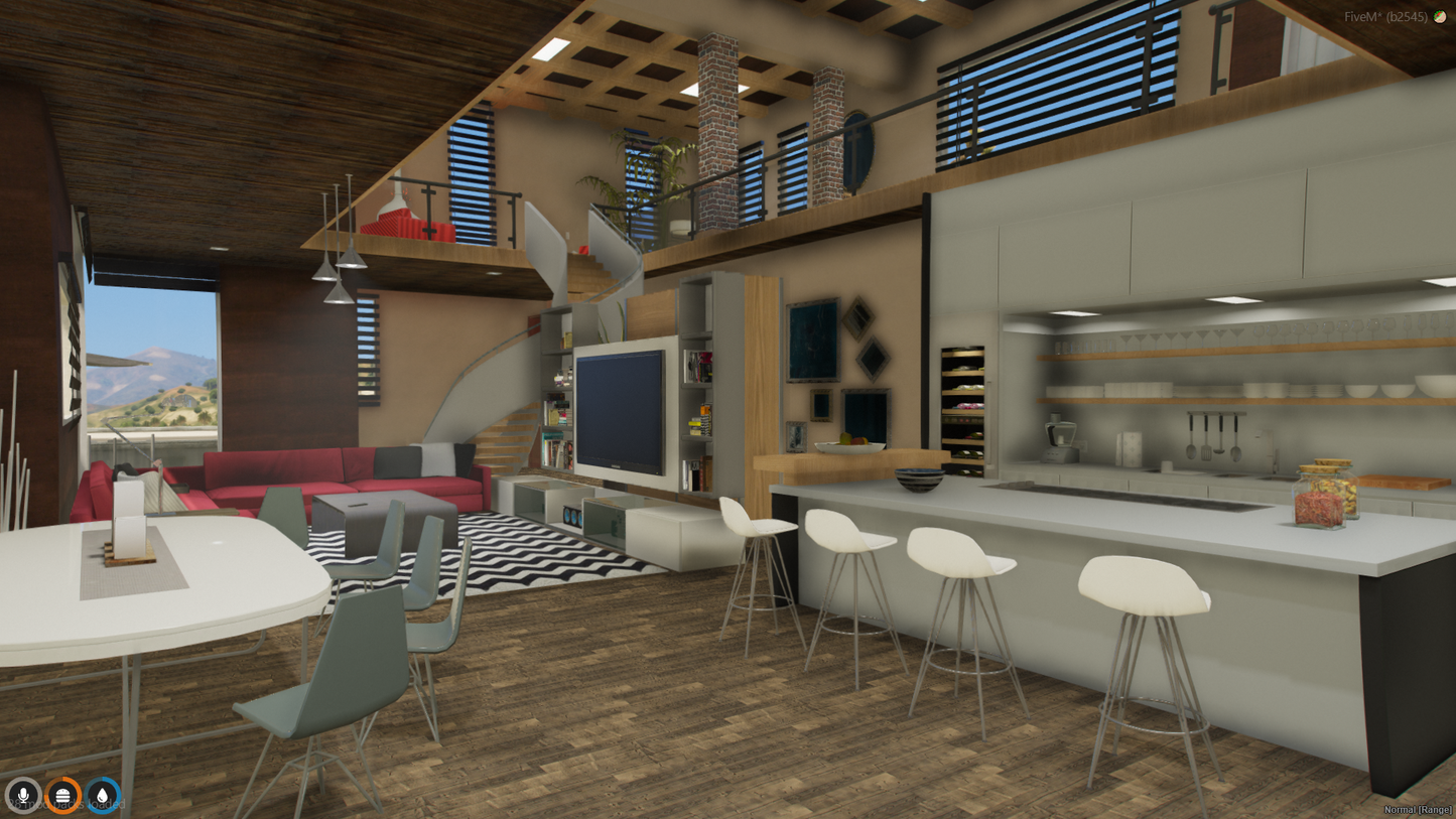 Modern living room in Vinewood Mansion FiveM MLO