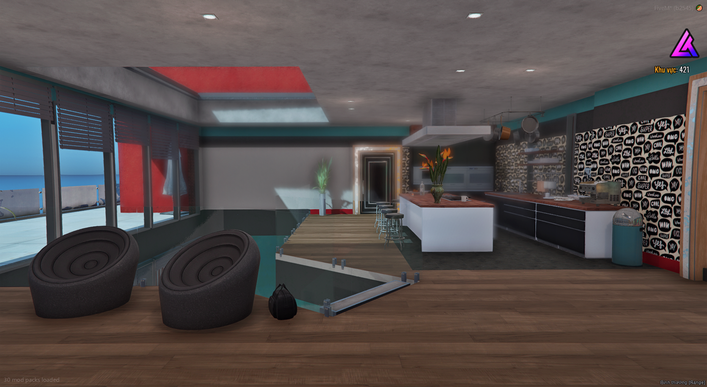 Living room interior of Weston Mansion MLO for FiveM