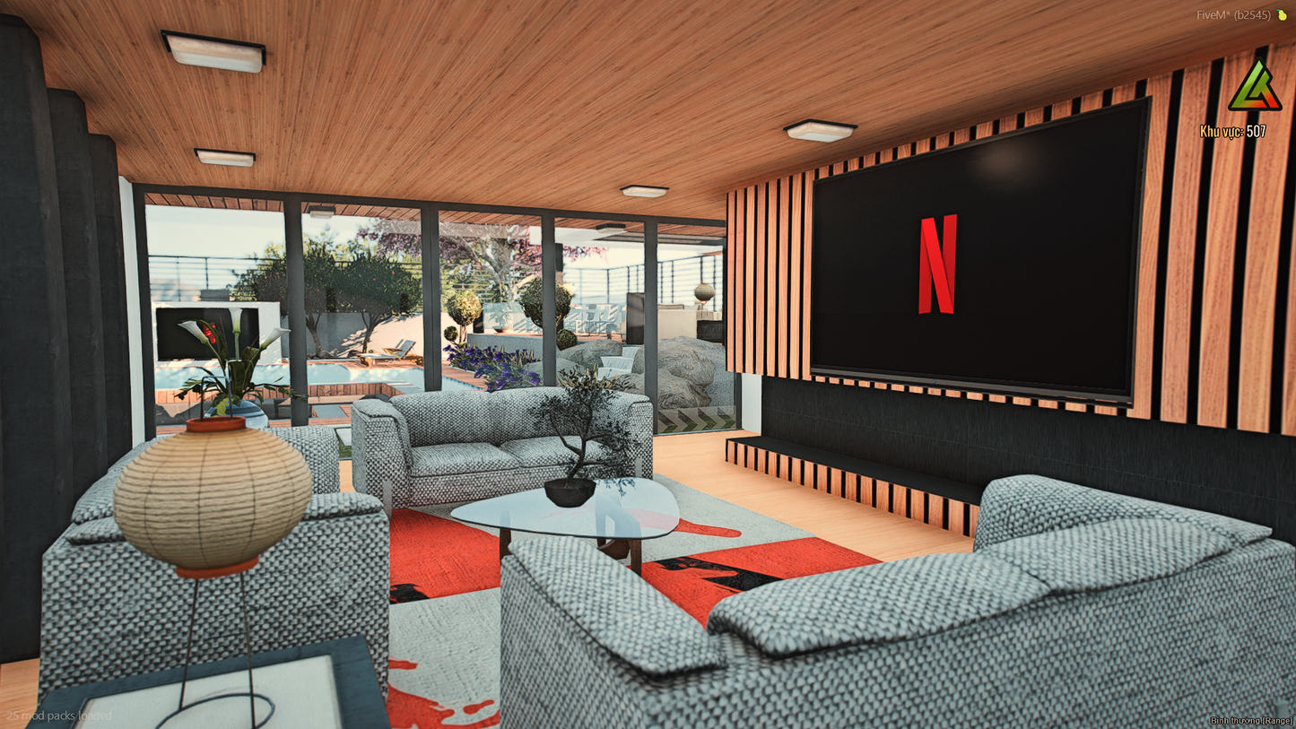Luxury bedroom view inside ZEN Mansion for FiveM