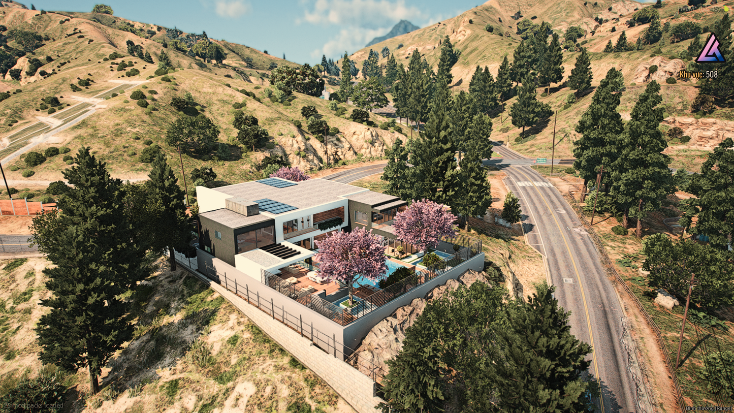 Front view of ZEN Mansion in Vinewood Hills for FiveM