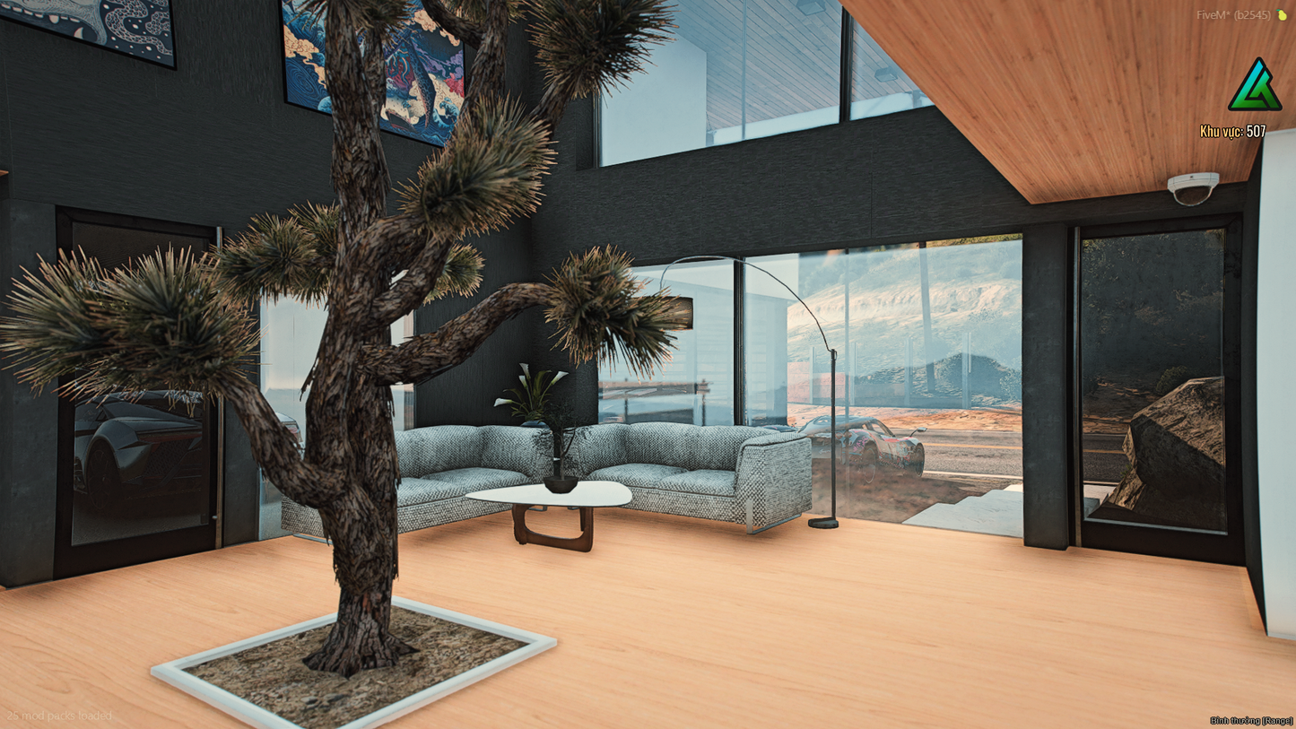 Interior living space of ZEN Mansion FiveM map