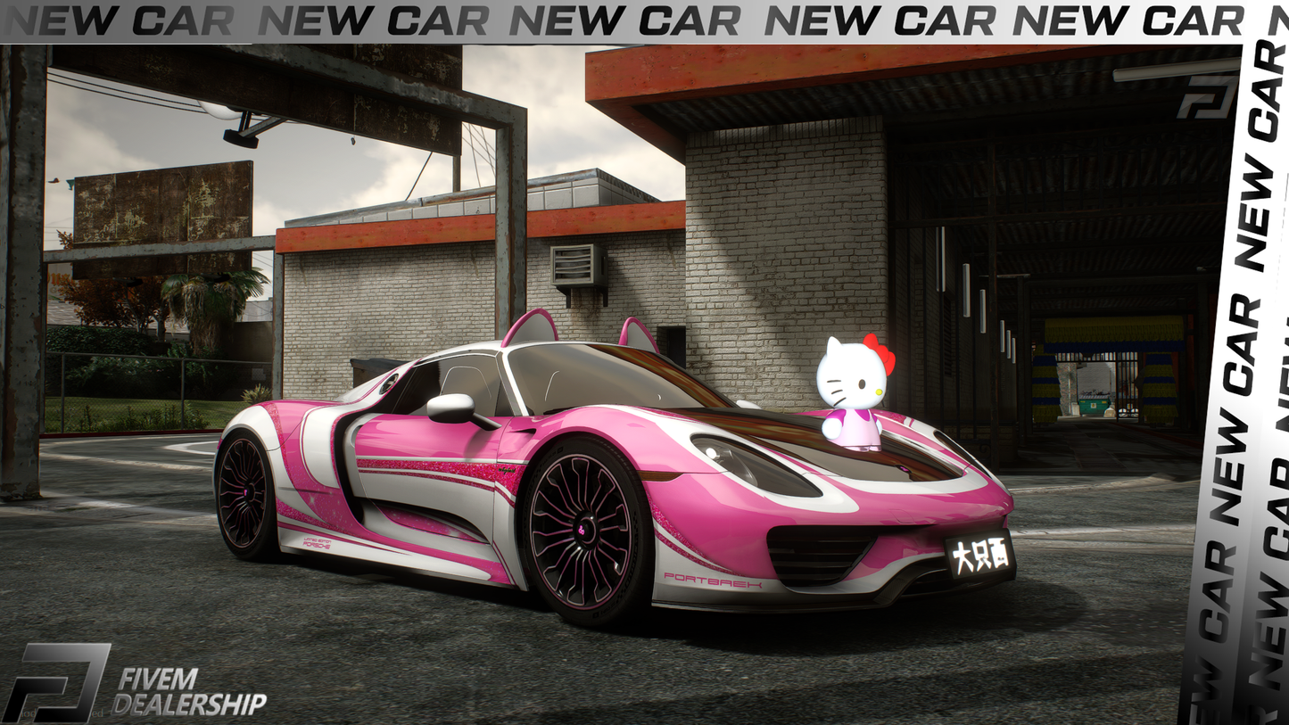 Porsche 918 Hello Kitty Fly Dinamic Lights Fivem Dealership 