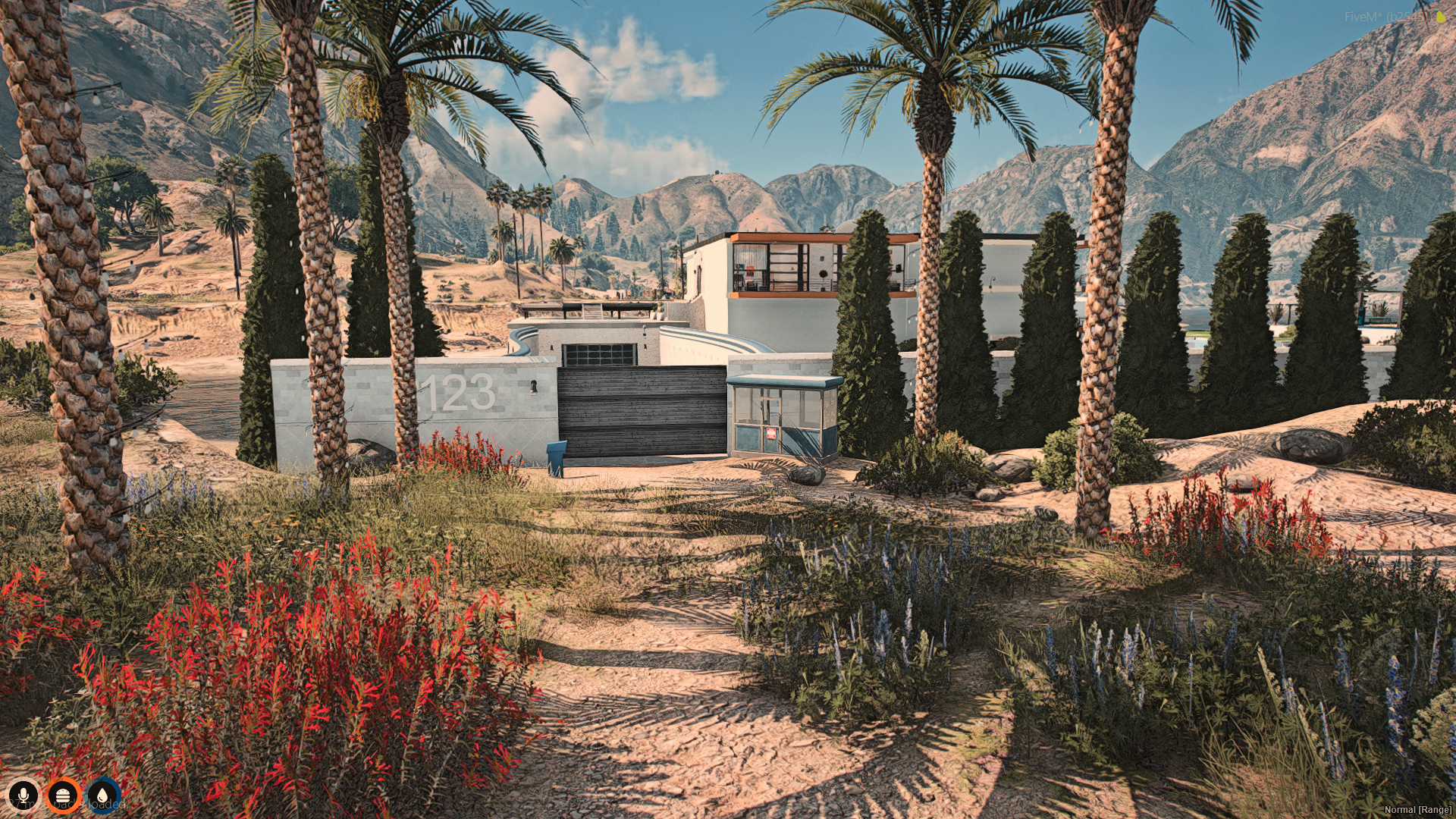 Garden view of Alamo Sea Mansion FiveM map