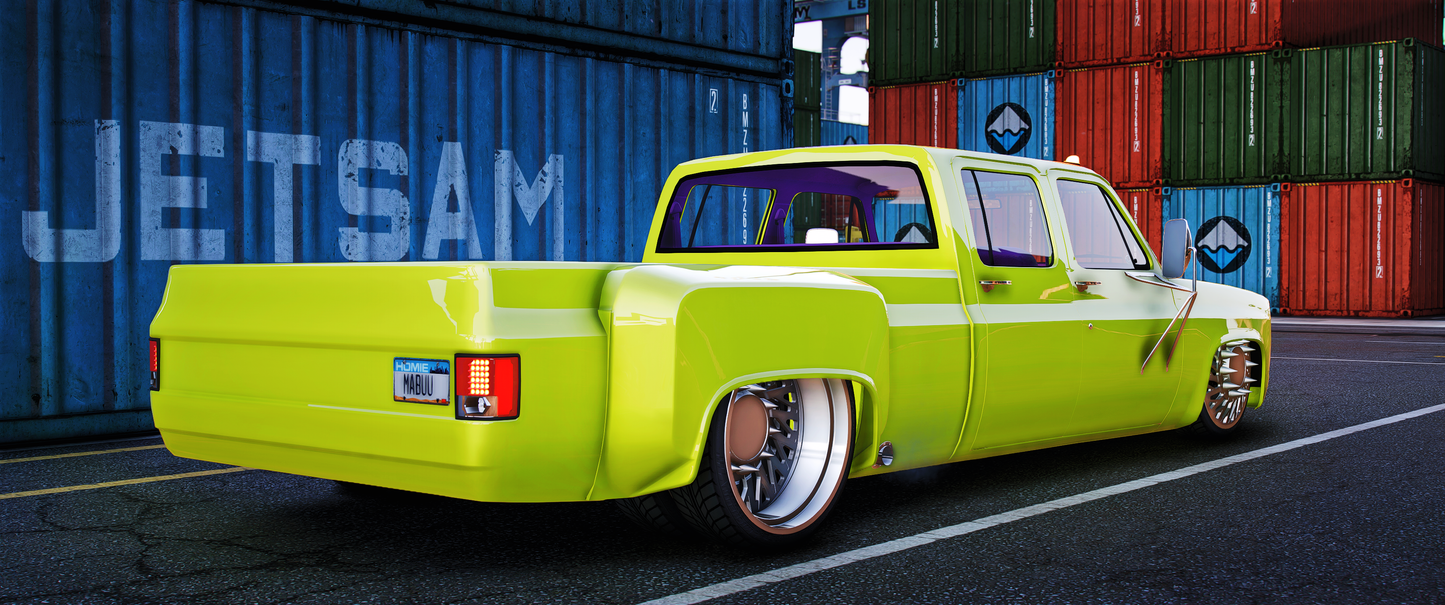 (Debadged) Bagged Chevrolet K30 single cab Dually on JTX Forged wheels