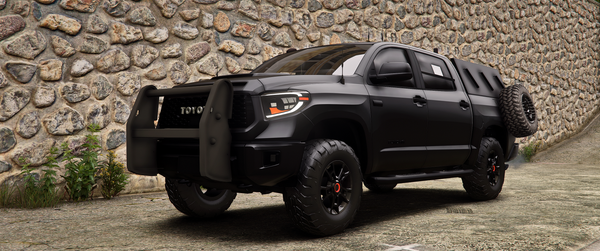Armored Toyota Tundra TRD front view with armor plating