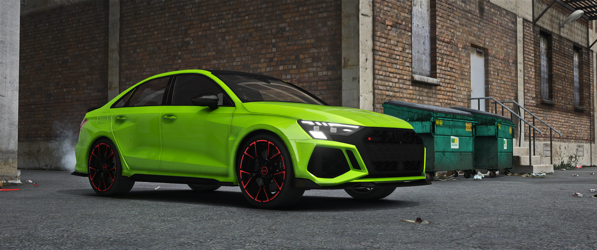 Front view of Audi RS3 Sedan Carbon with animated sun roof for FiveM